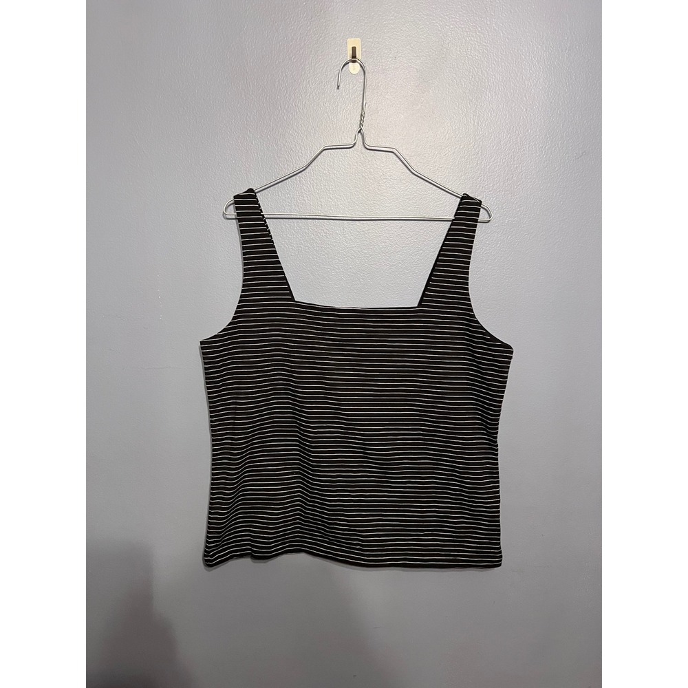 Lauren Ralph Lauren Black White Striped Square‎ Tank Top Bermuda SZ LG NWT